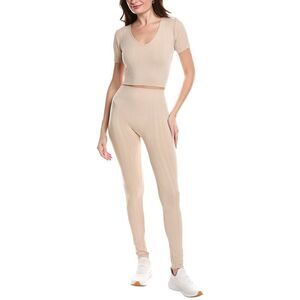 Marion Womens 2Pc Diamond Texture Top & Legging Set, Brown